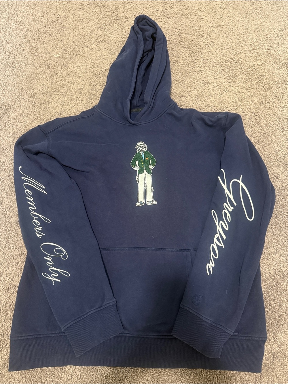 Greyson Members Only Navy Pullover Hoodie with Masters Wolf